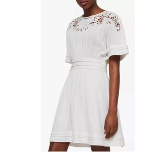 NWT $228 ALLSAINTS | Lisa white cotton eyelet lace bride tie mini dress size XS